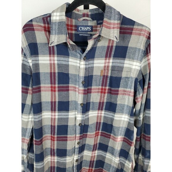 Chaps Performance Button Up Shirt Men's Large Long Sleeve Multicolor Plaid - Picture 3 of 6